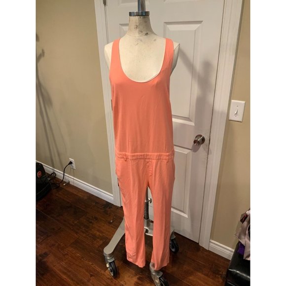 MSGM Coral Pink V-Neck Sleeveless Crisscross Jumpsuit, Size 10 (US), 44 (IT) - Picture 1 of 7